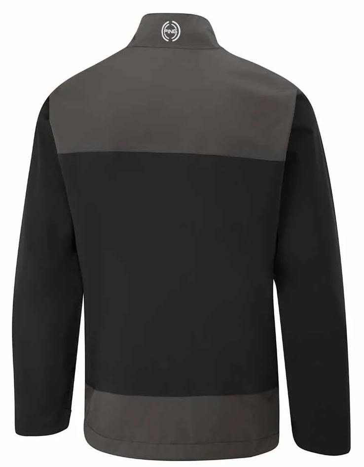 PING AquaDrive Half-Zip heren waterdichte jas, zwart/asphalt