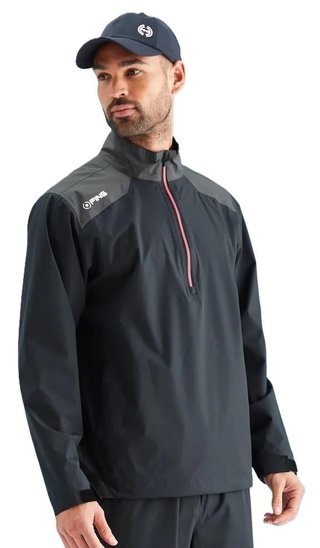 PING AquaDrive Half-Zip heren waterdichte jas, zwart/asphalt