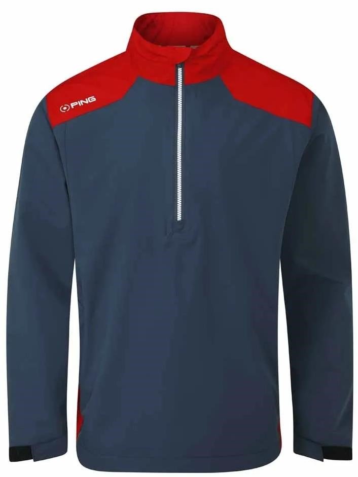 PING AquaDrive Half-Zip heren regenjas, oxford blue/classic red