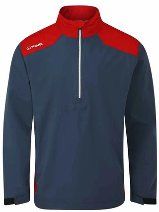 PING AquaDrive Half-Zip heren regenjas, oxford blue/classic red