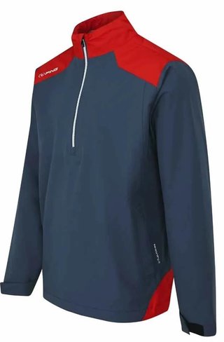 PING AquaDrive Half-Zip heren regenjas, oxford blue/classic red