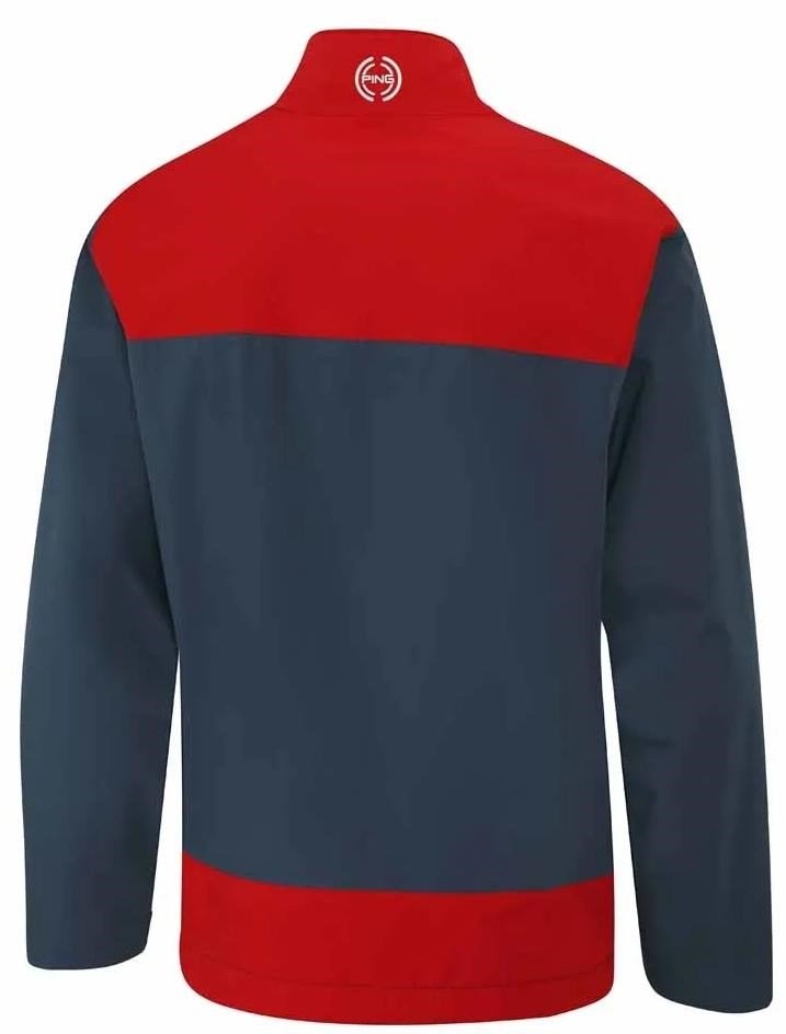 PING AquaDrive Half-Zip heren regenjas, oxford blue/classic red