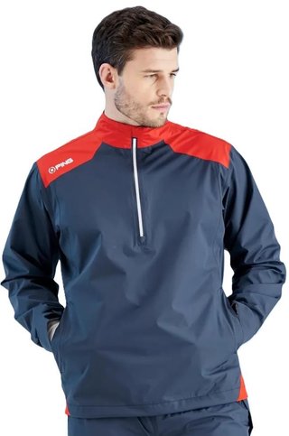 PING AquaDrive Half-Zip heren regenjas, oxford blue/classic red