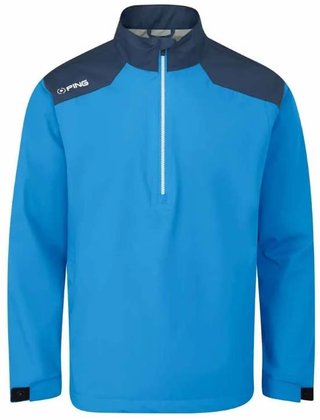 PING AquaDrive Half-Zip heren regenjas, brilliant blue/oxford blue