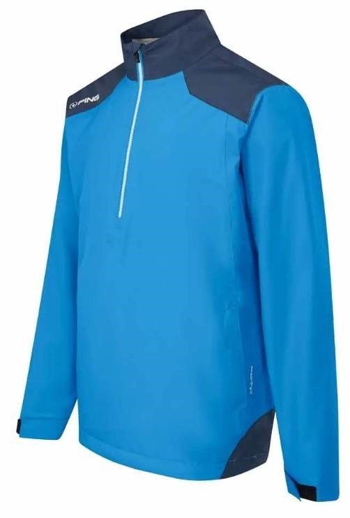 PING AquaDrive Half-Zip heren regenjas, brilliant blue/oxford blue