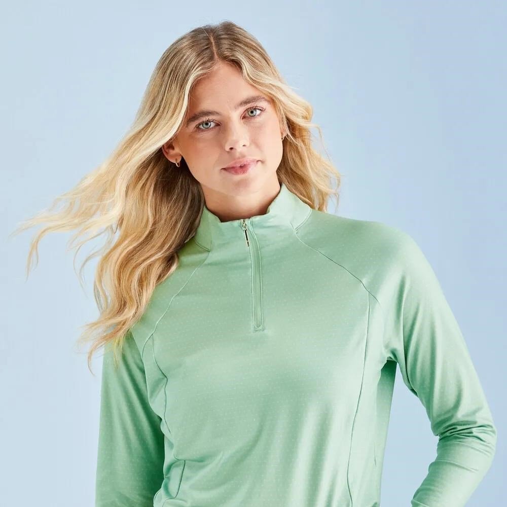 PING Jasmine Printed dames top met lange mouwen, eucalyptus multi