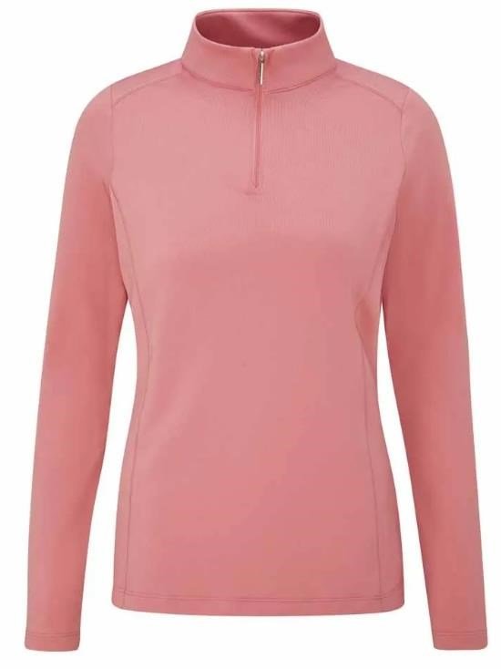 PING Aveline Half Zip dames shirt met lange mouwen, gedempte roze