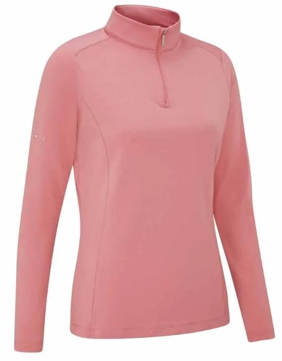PING Aveline Half Zip dames shirt met lange mouwen, gedempte roze