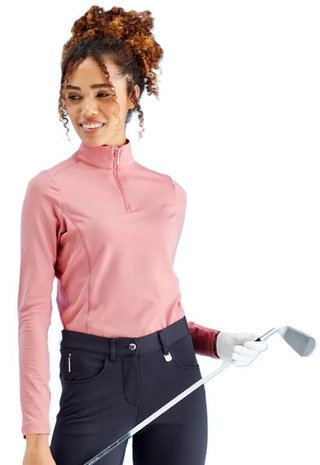 PING Aveline Half Zip dames shirt met lange mouwen, gedempte roze