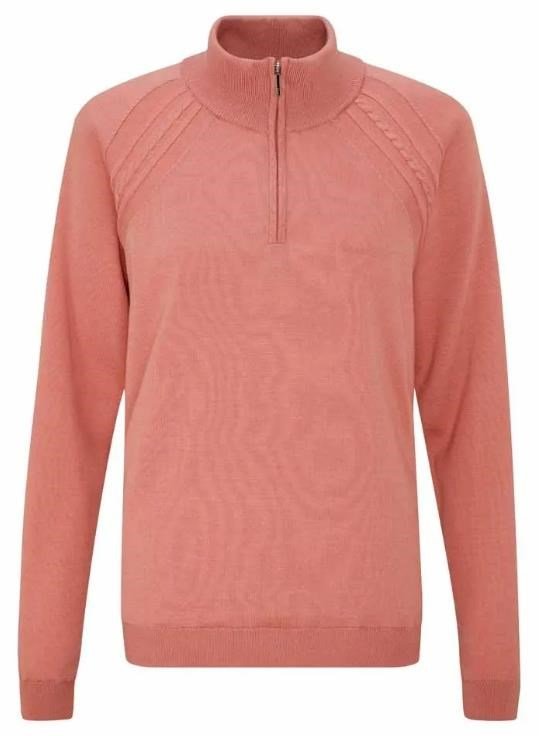 PING Melodie Half-zip lined dames sweater, gedempte roze