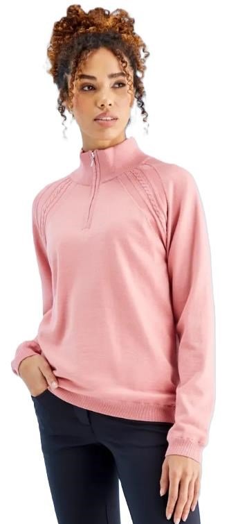 PING Melodie Half-zip lined dames sweater, gedempte roze