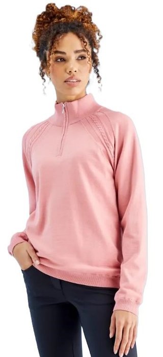 PING Melodie Half-zip lined dames sweater, gedempte roze