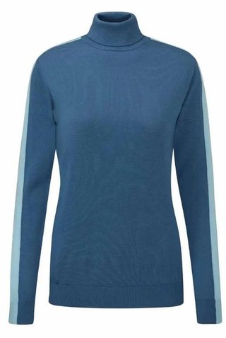 PING Lockett Roll neck dames trui, blue fusion/crystal blue