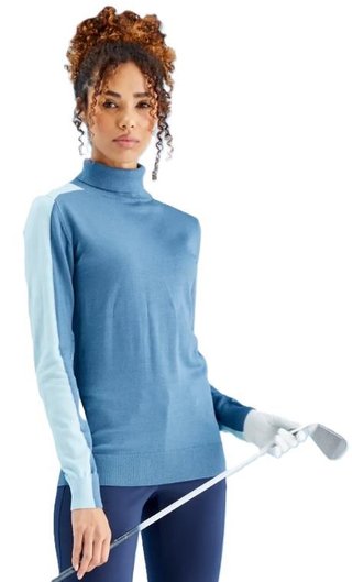 PING Lockett Roll neck dames trui, blue fusion/crystal blue
