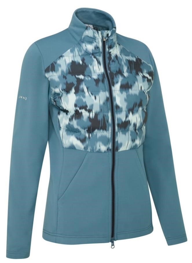 PING Clare Zoned fleece dames jack, blue fusion/navy multi