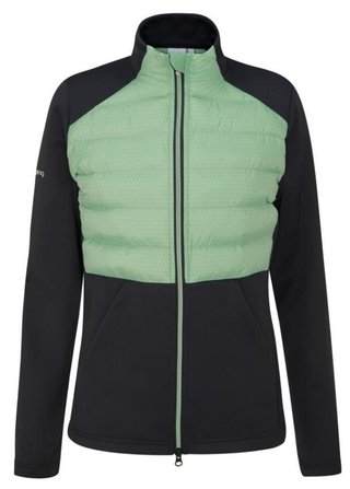 PING Clare Zoned fleece dames jack, black/eucalyptus multi