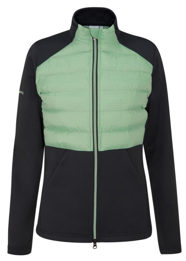 PING Clare Zoned fleece dames jack, black/eucalyptus multi