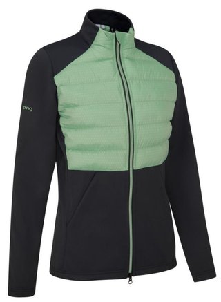 PING Clare Zoned fleece dames jack, black/eucalyptus multi