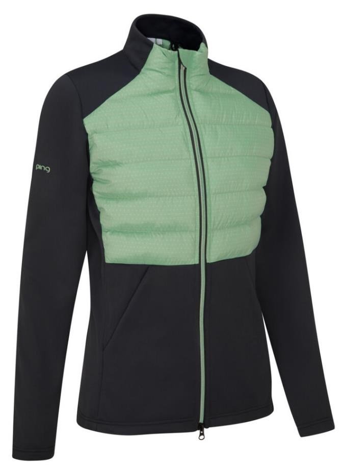 PING Clare Zoned fleece dames jack, black/eucalyptus multi