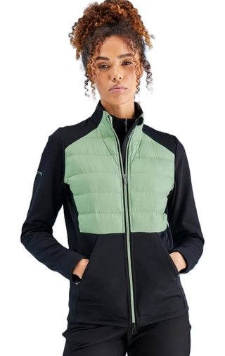 PING Clare Zoned fleece dames jack, black/eucalyptus multi