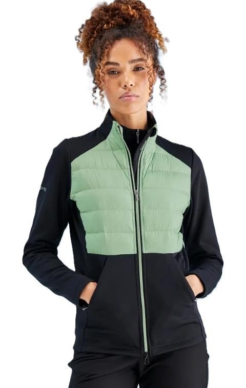 PING Clare Zoned fleece dames jack, black/eucalyptus multi