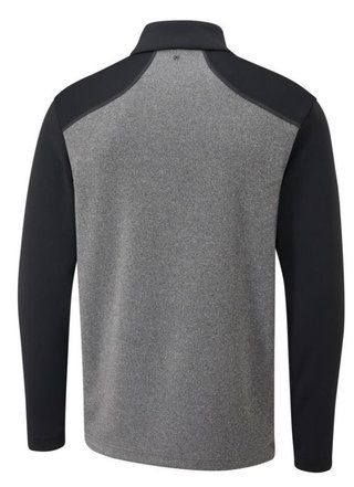 PING Ramsey half zip ribbed fleece heren pullover, zwart gemêleerd/zwart