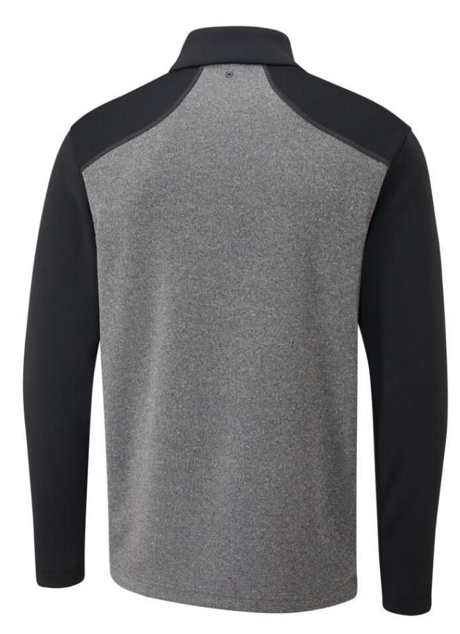 PING Ramsey half zip ribbed fleece heren pullover, zwart gemêleerd/zwart