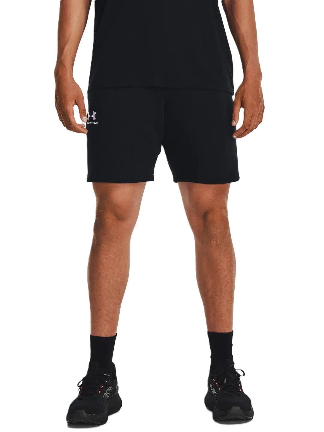 Under Armour Essential Fleece heren shorts, zwart/wit