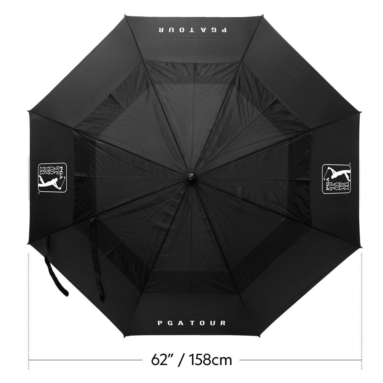 PGA Tour Windproof Double Canopy paraplu 62", zwart