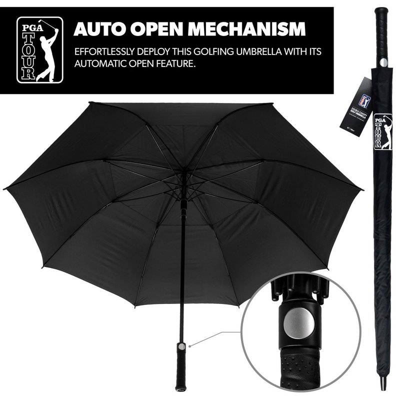 PGA Tour Windproof Double Canopy paraplu 62", zwart