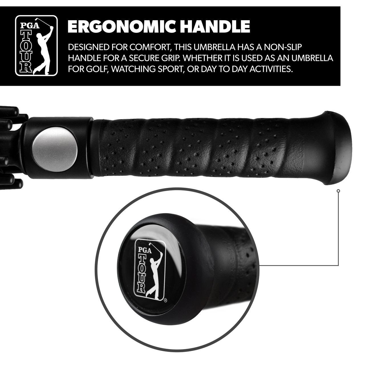 PGA Tour Windproof Double Canopy paraplu 62", zwart