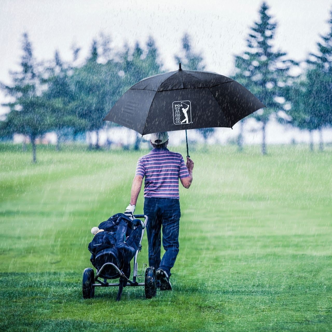 PGA Tour Windproof Double Canopy paraplu 62", zwart