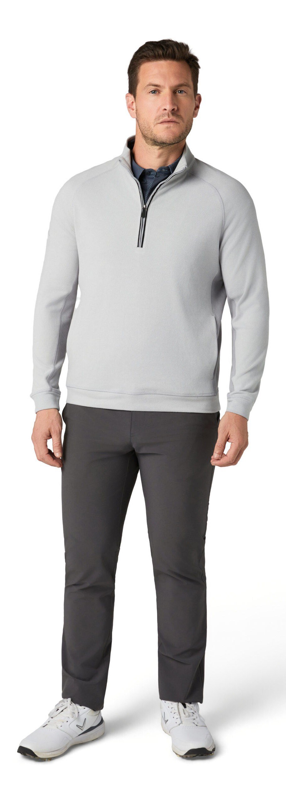 Callaway Brushed Rib 1/4 Zip heren sweater, concrete
