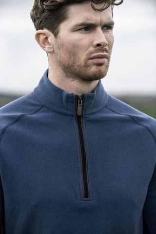 Callaway Brushed Rib 1/4 Zip heren sweater, peacoat heather