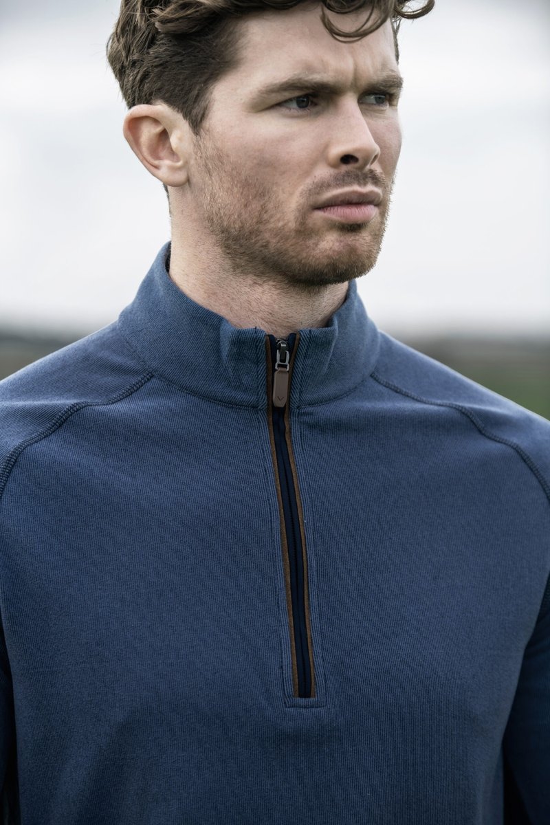 Callaway Brushed Rib 1/4 Zip heren sweater, peacoat heather