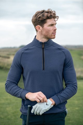 Callaway Brushed Rib 1/4 Zip heren sweater, peacoat heather