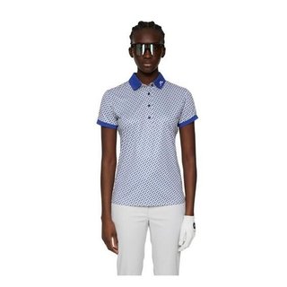 J.Lindeberg Tour Tech Print dames polo, tour geo moonbeam