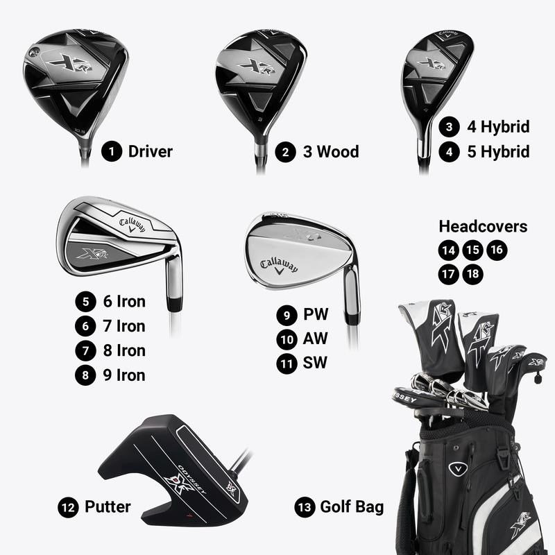 Callaway XR 26 13PC Black/Silver heren golfset, grafit
