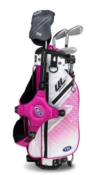 U.S. Kids Golf UL7-42 (107cm) junior golfset, grafiet, + standbag, wit/roze