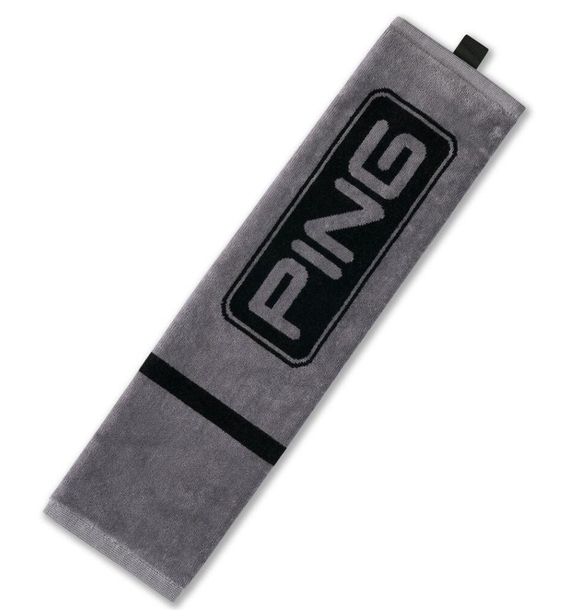 PING Trifold golfhanddoek, zwart/grijs