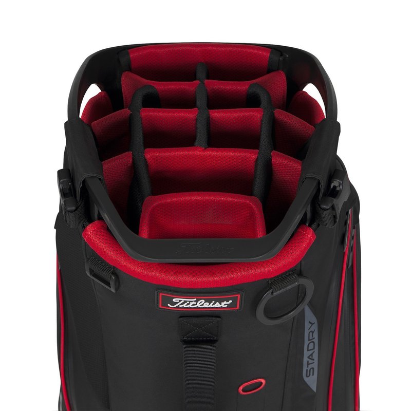 Titleist Hybrid 14 StaDry stand bag, zwart/zwart/rood