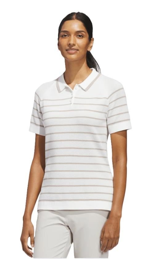 Adidas Ultimate365+ Stripe Knit dames polo, wit