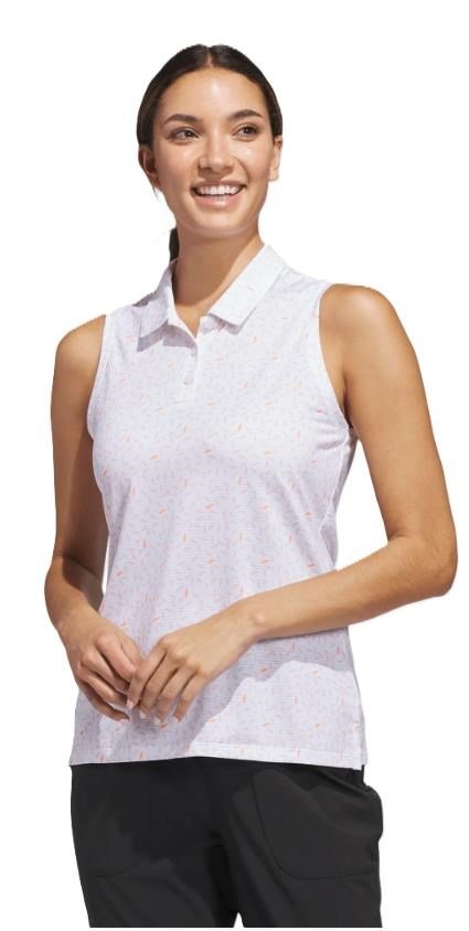 Adidas Ultimate365 All Over Print Sleeveless dames polo, wit