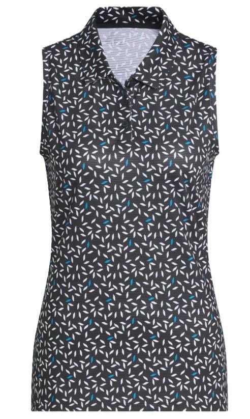 Adidas Ultimate365 All Over Print Sleeveless dames polo, zwart