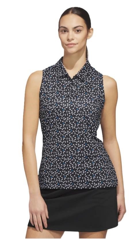 Adidas Ultimate365 All Over Print Sleeveless dames polo, zwart