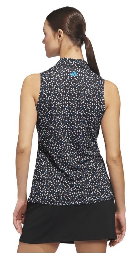 Adidas Ultimate365 All Over Print Sleeveless dames polo, zwart