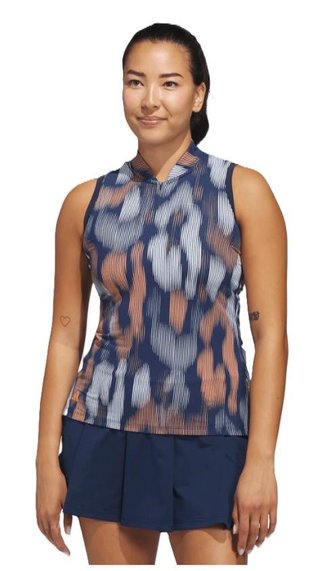 Adidas Ultimate 365 Ottoman Printed Sleeveless dames polo, navy