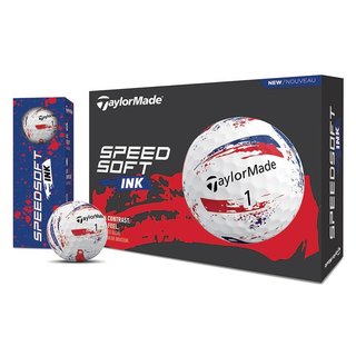TaylorMade SpeedSoft Ink golfballen, blauw/rood