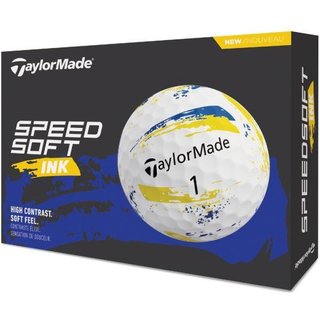 TaylorMade SpeedSoft Ink golfballen, geel/blauw