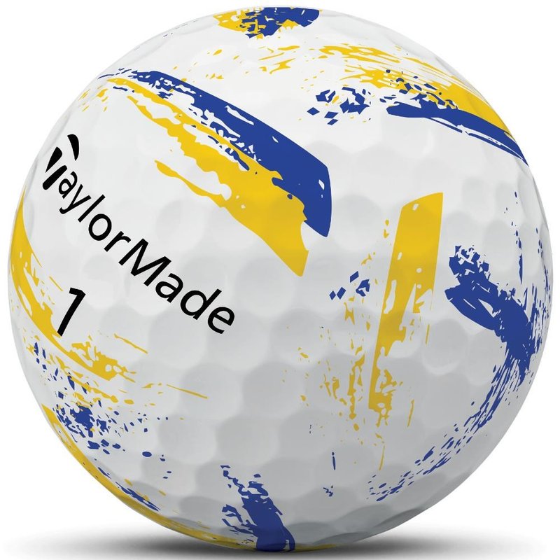 TaylorMade SpeedSoft Ink golfballen, geel/blauw